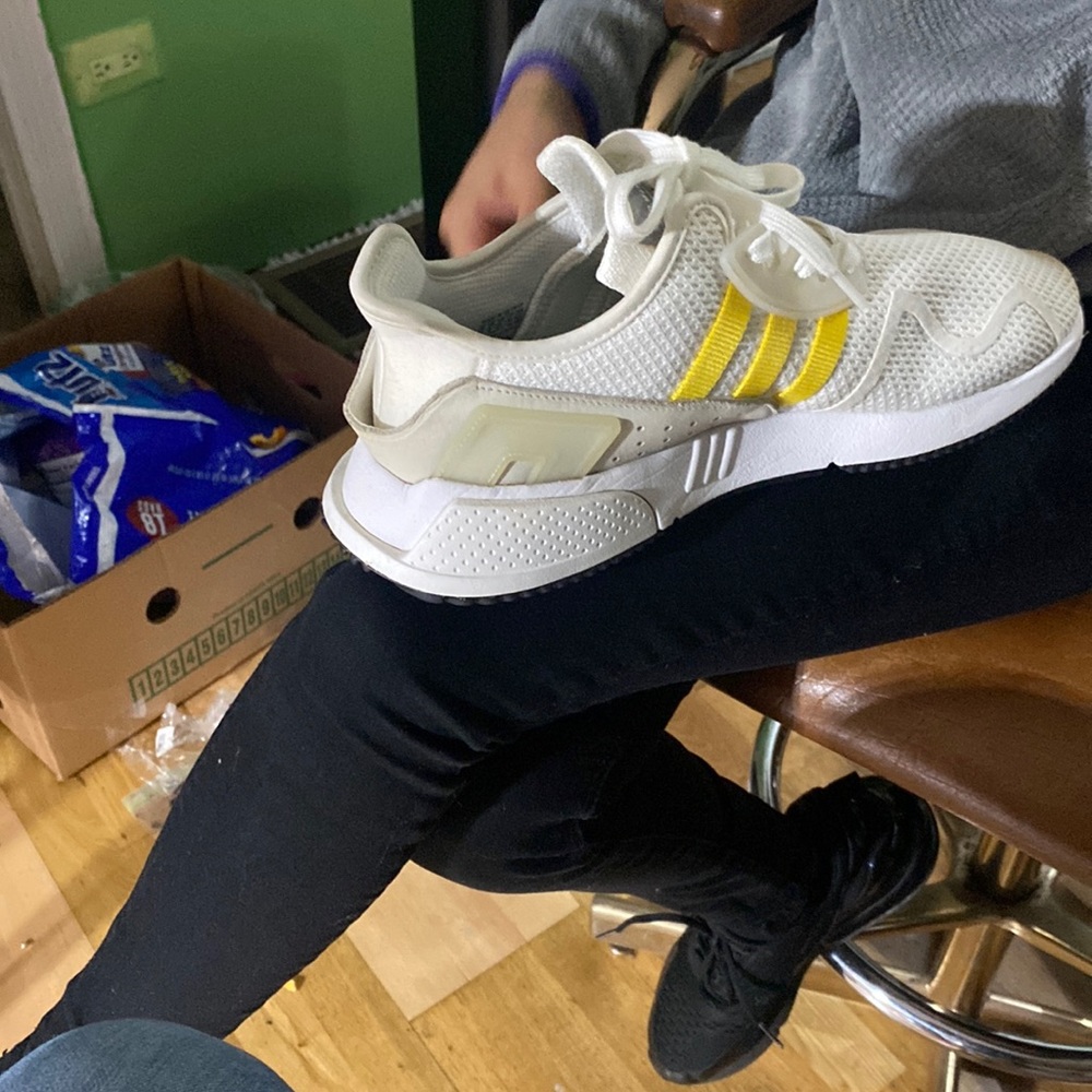 adidas white and yellow eqt cushion shoes